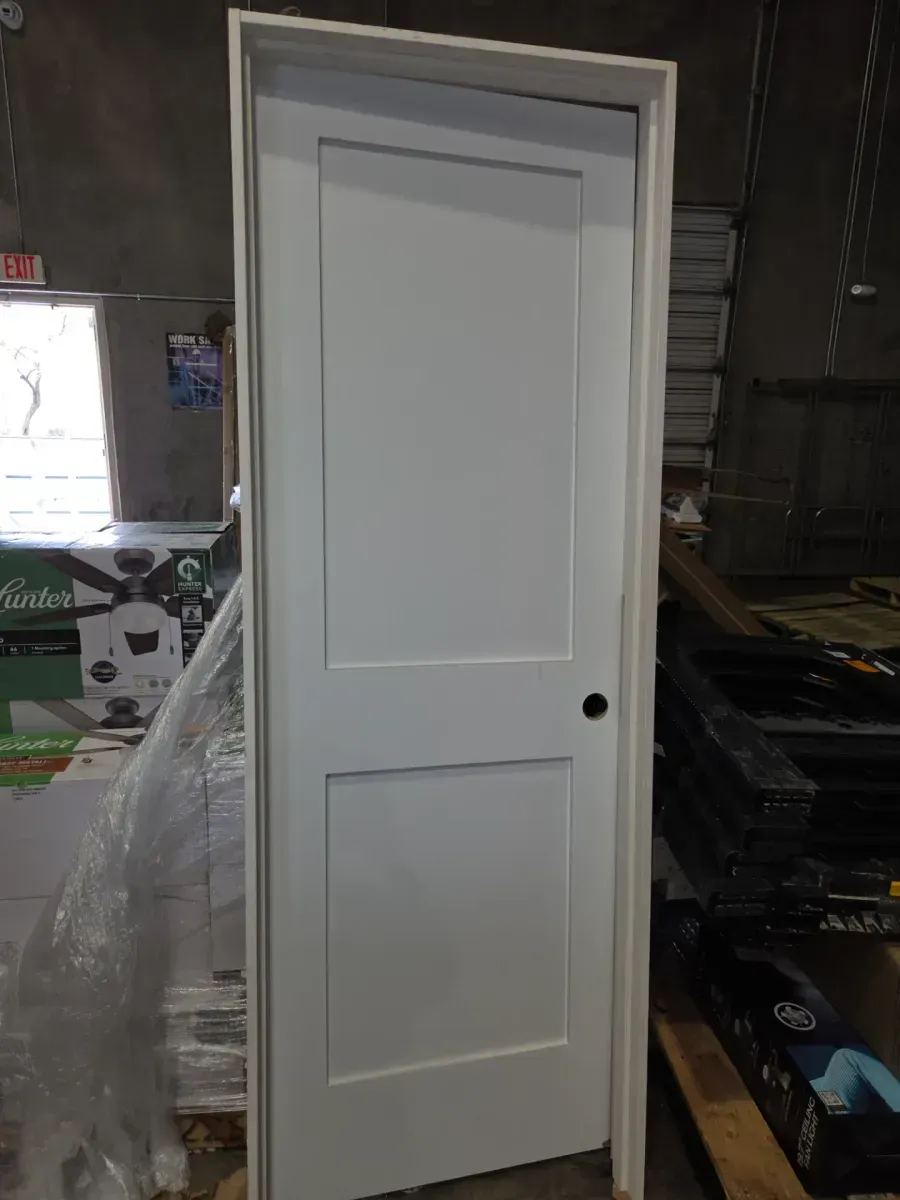 28 in. x 80 in. White 2-Panel Shaker Solid Core Pine Interior Door Slab - image 4