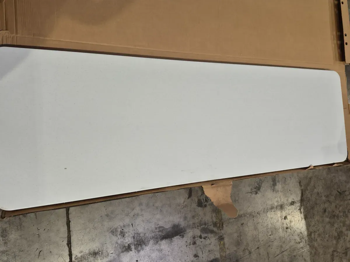 8 ft. White Gray Sand Granite Plastic Top Folding Banquet Table (Commercial) - image 3