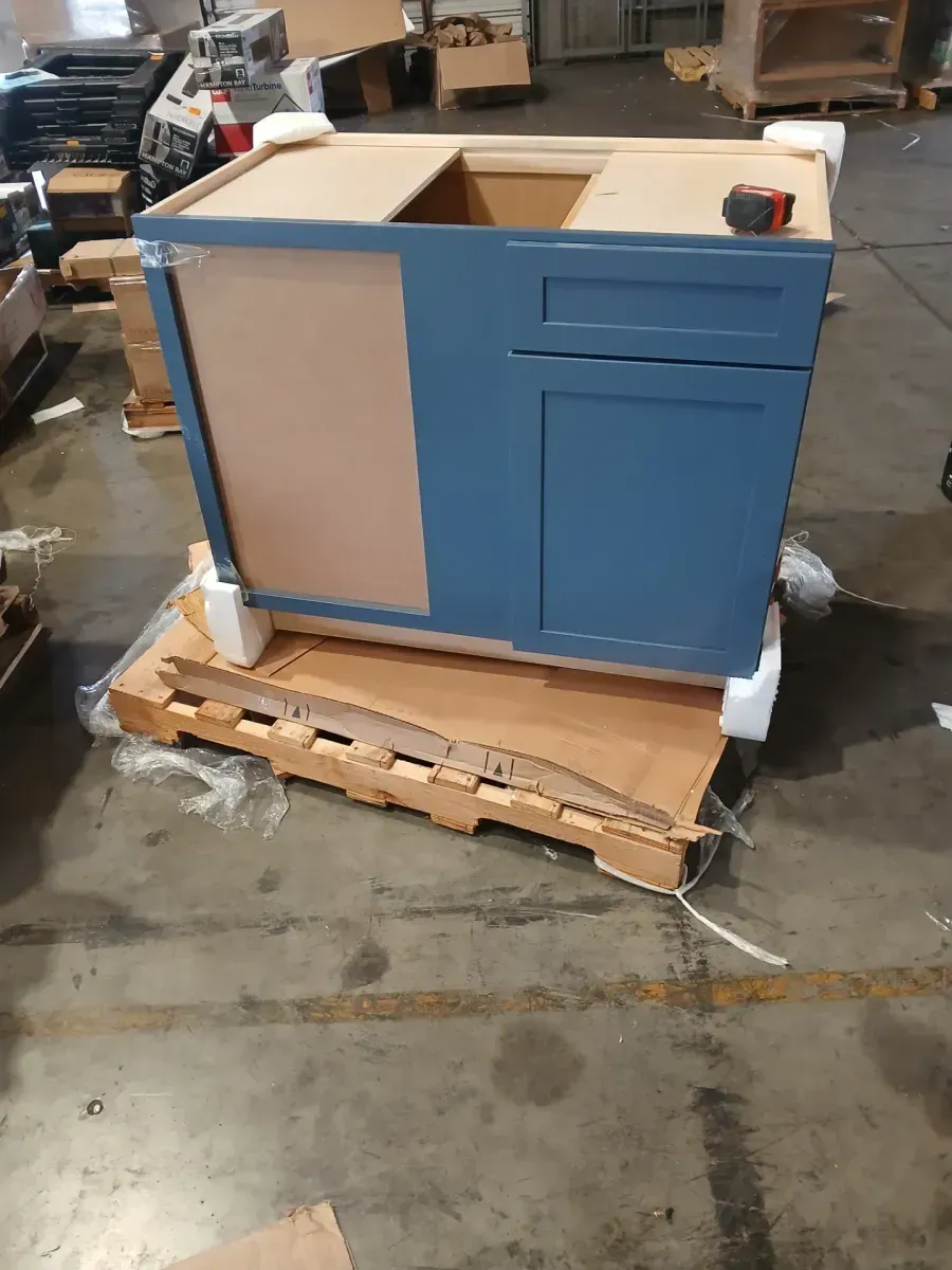 Lancaster Blue Plywood Shaker Stock Assembled Blind Corner Kitchen Cabinet (42 in. W x 34.5 in. H x 24 in. D) - image 2