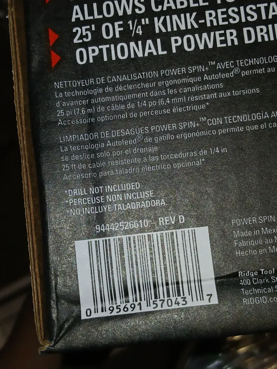 Power Spin+ 1/4 in. x 25 ft. Hybrid Drain Cleaning Snake Auger (Manual or Cordless Drill Operated, Tool Only) - image 5