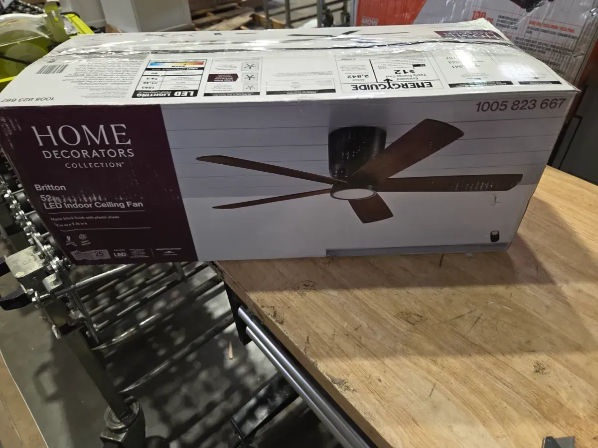 Britton 52 in. Integrated LED Indoor Matte Black Ceiling Fan with Light Kit and Remote Control - image 8