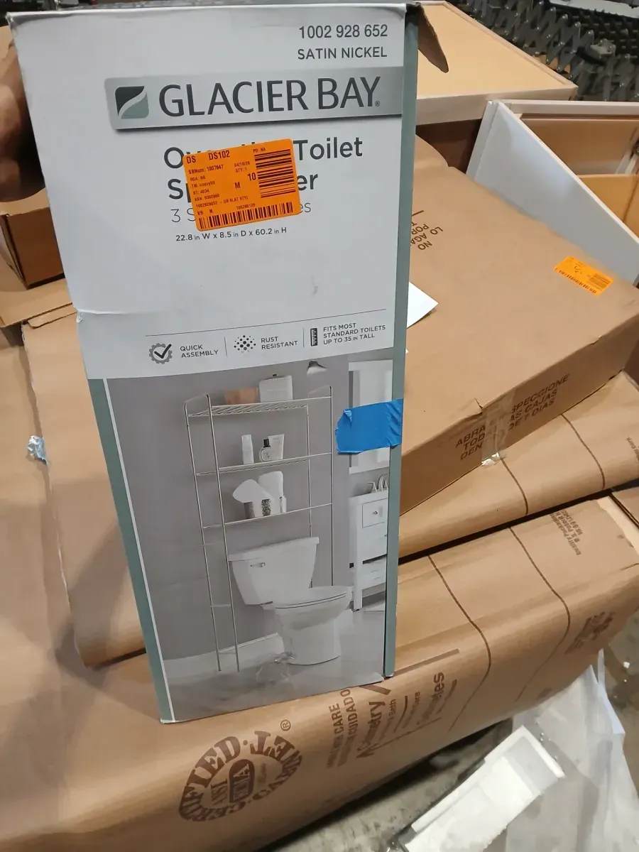 22.8 in. W Over-the-Toilet Bathroom Space Saver in Satin Nickel with Slatted Shelves - image 2