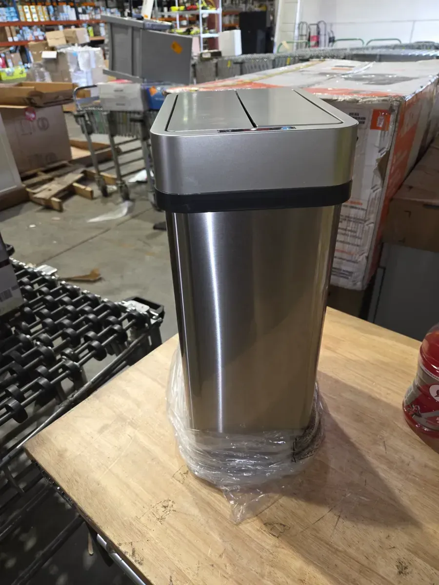 4 Gal. / 16 Liter Stainless Steel Household Metal Trash Can with Sensor Lid and Odor Filter (Left) - image 2
