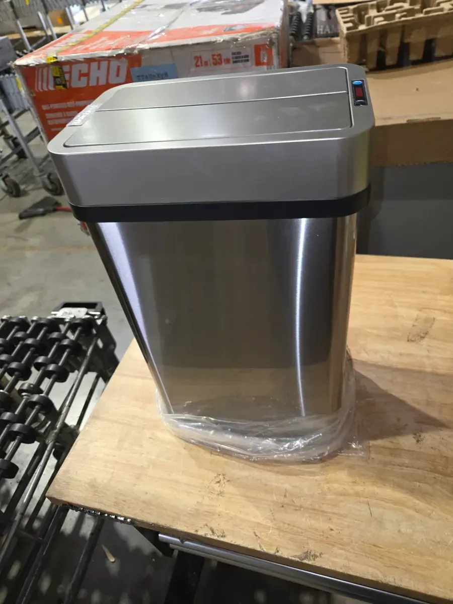 4 Gal. / 16 Liter Stainless Steel Household Metal Trash Can with Sensor Lid and Odor Filter (Left) - image 3