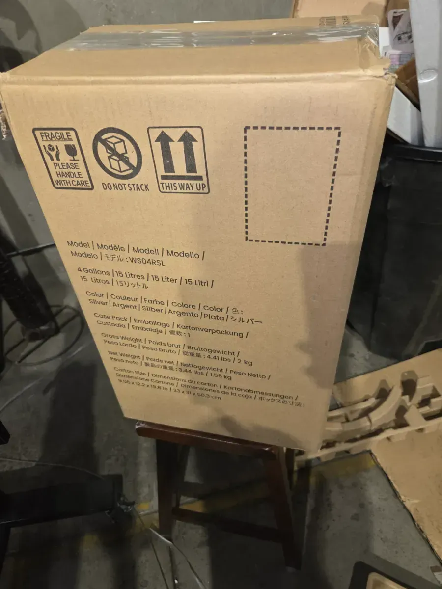 4 Gal. / 16 Liter Stainless Steel Household Metal Trash Can with Sensor Lid and Odor Filter (Left) - image 4