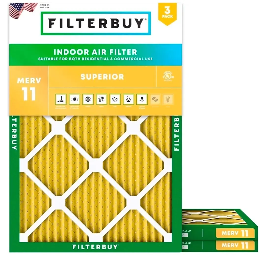 Filterbuy 18x21x1 Air Filter MERV 11 Superior Pet & Allergy Defense (3-Pack), Electrostatic Pleated HVAC AC Furnace Filters Replacement (Actual Size: 18.00 x 21.00 x 0.75) - image 1