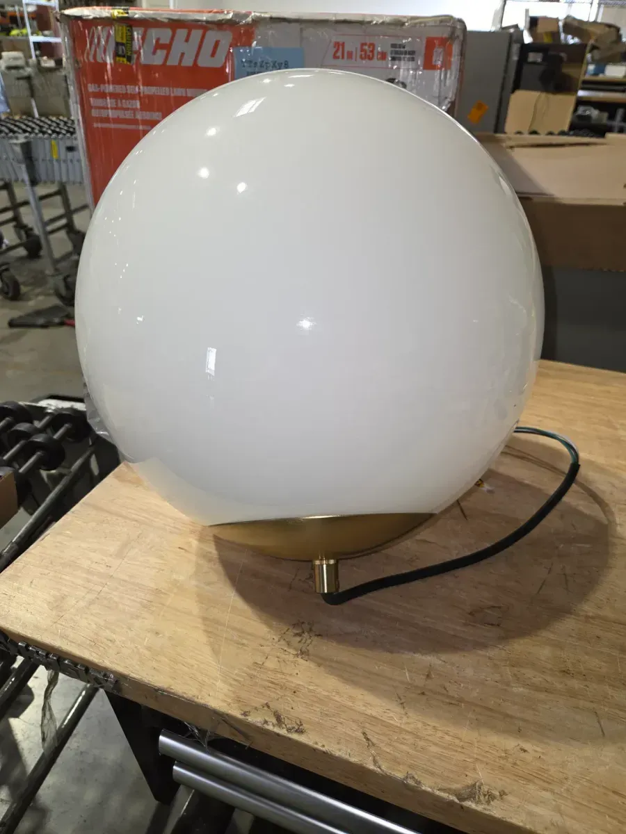 Leo Hanging Globe 14 in. 1-Light Satin Brass Pendant with Smooth White Glass Shade - image 2