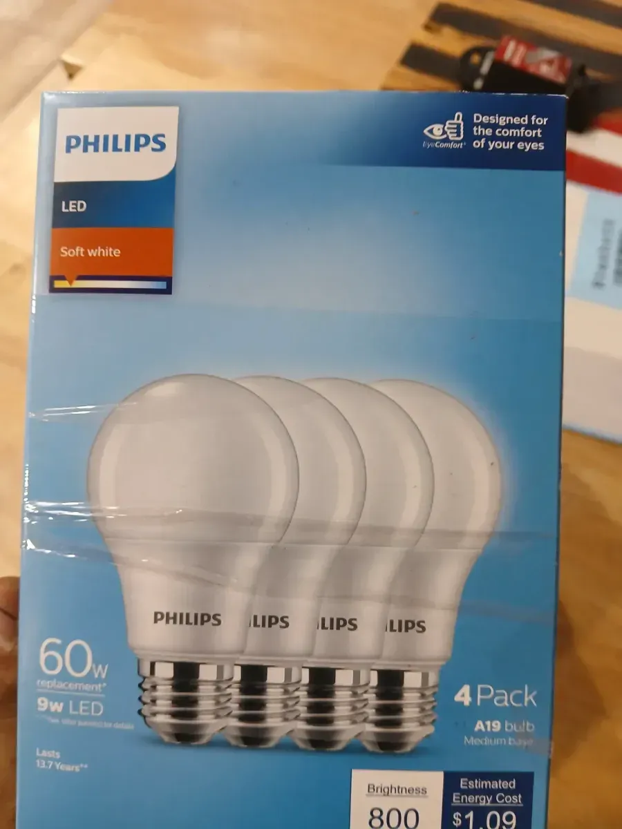 ***pack of 4***60-Watt Equivalent A19 Non-Dimmable E26 LED Light Bulb With EyeComfort Technology Soft White 2700K (4-Pack) - image 2