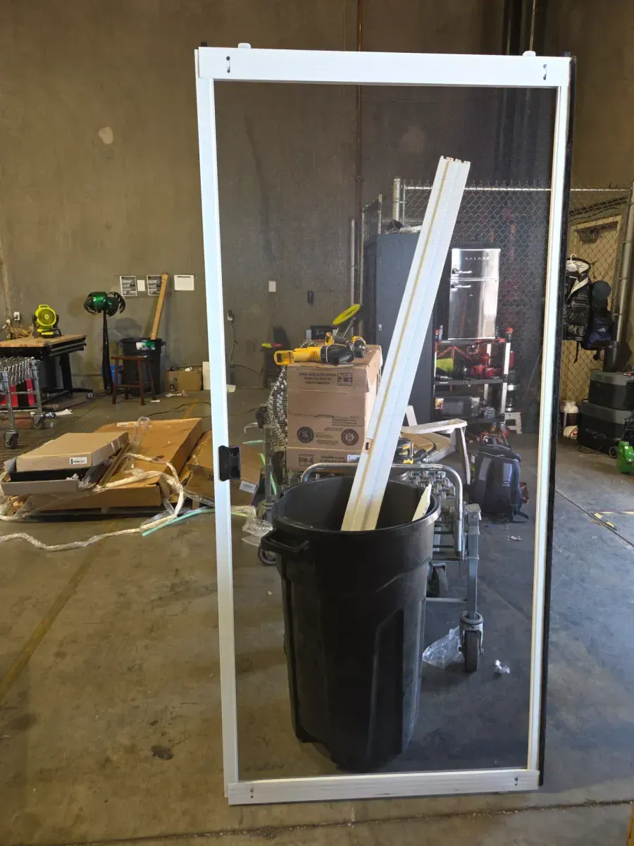 36 in. x 77 in. Adjustable Fit White Steel Sliding Patio Screen Door - image 1