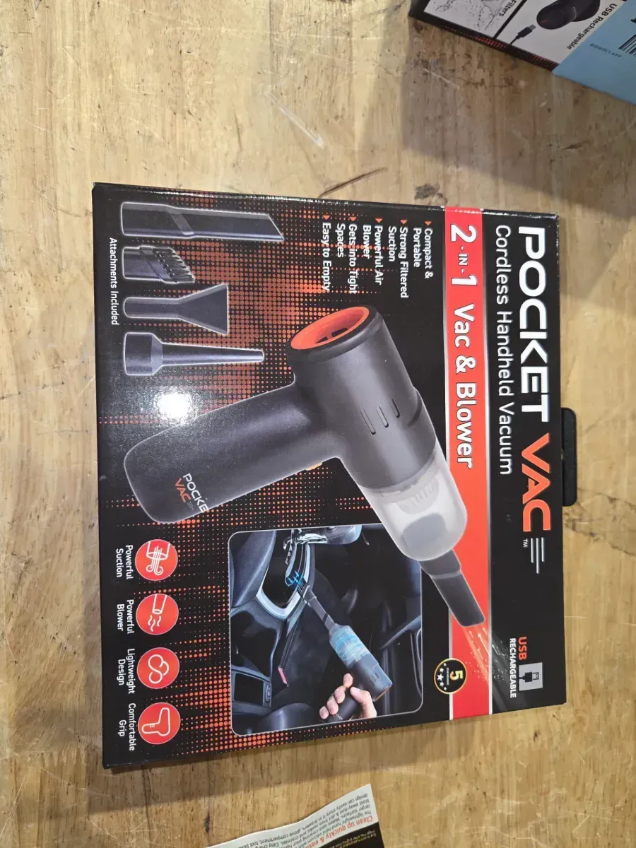 Pocket Vac Rechargeable Handheld Vacuum with Accessories - New - Cordless - Portable - As Seen on TV - image 6