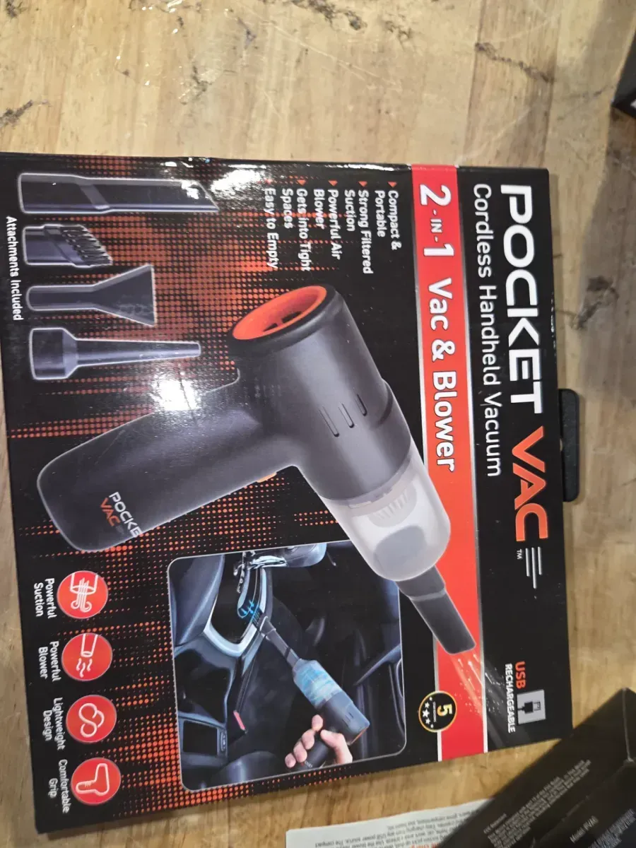 Pocket Vac Rechargeable Handheld Vacuum with Accessories - New - Cordless - Portable - As Seen on TV - image 6