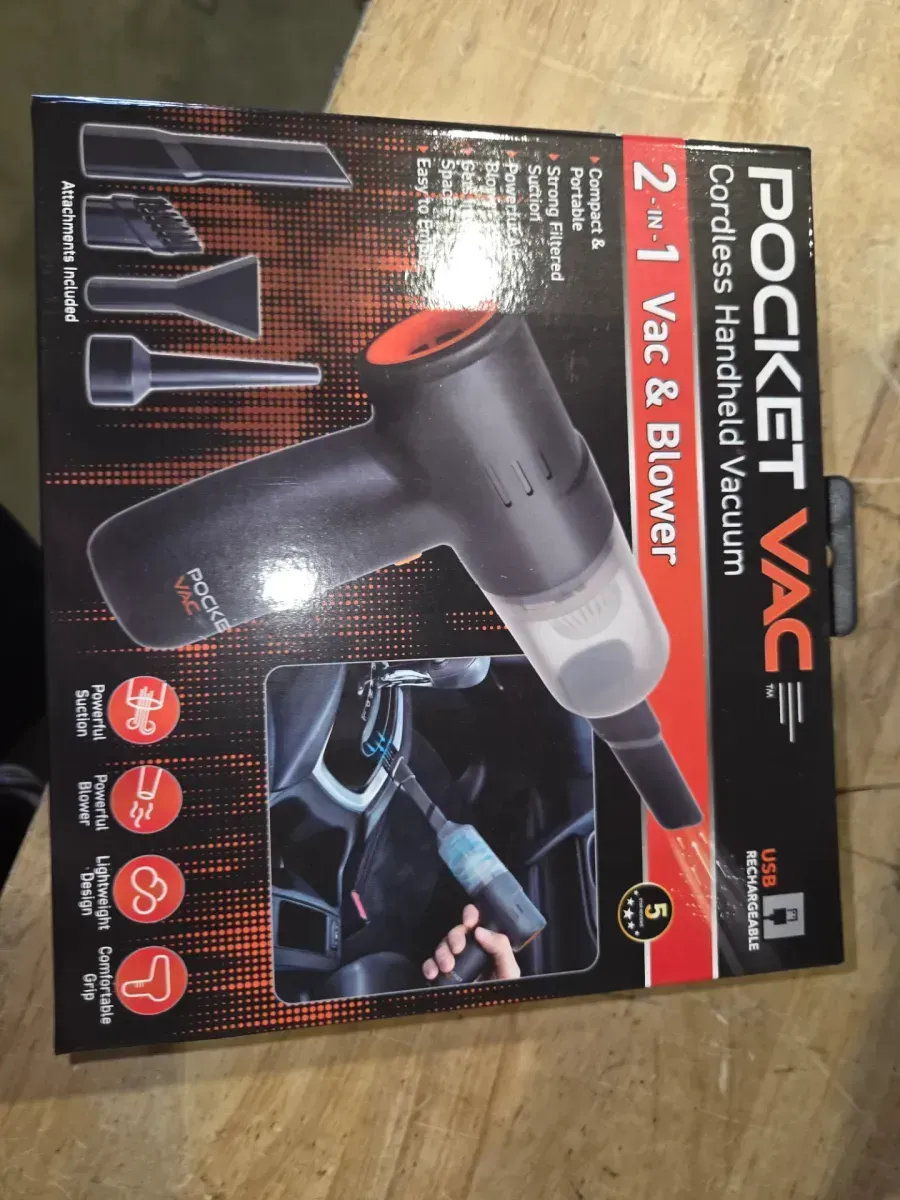 Pocket Vac Rechargeable Handheld Vacuum with Accessories - New - Cordless - Portable - As Seen on TV - image 6