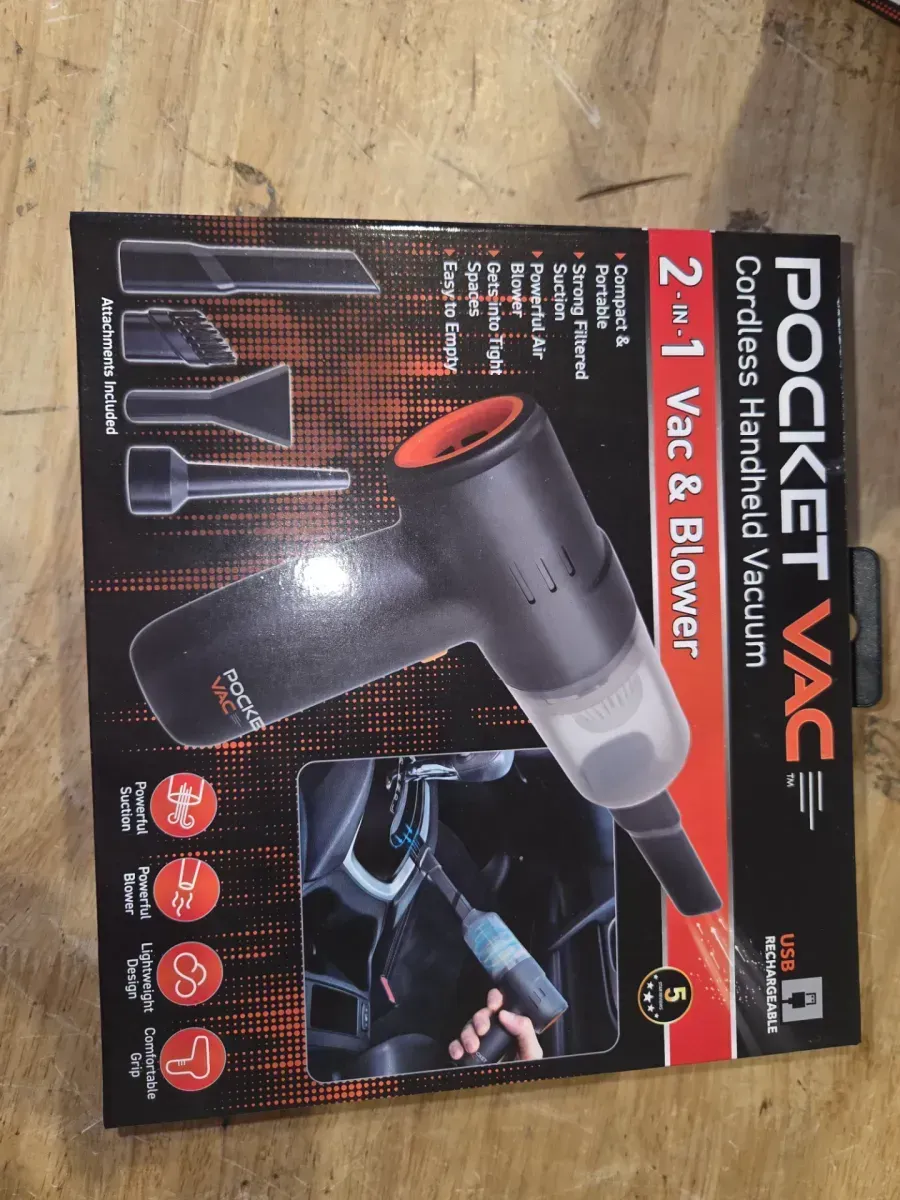 Pocket Vac Rechargeable Handheld Vacuum with Accessories - New - Cordless - Portable - As Seen on TV - image 6