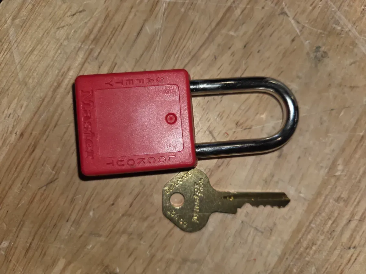 Master Lock Zenex thermoplastic lockout padlock, red, keyed different - image 1