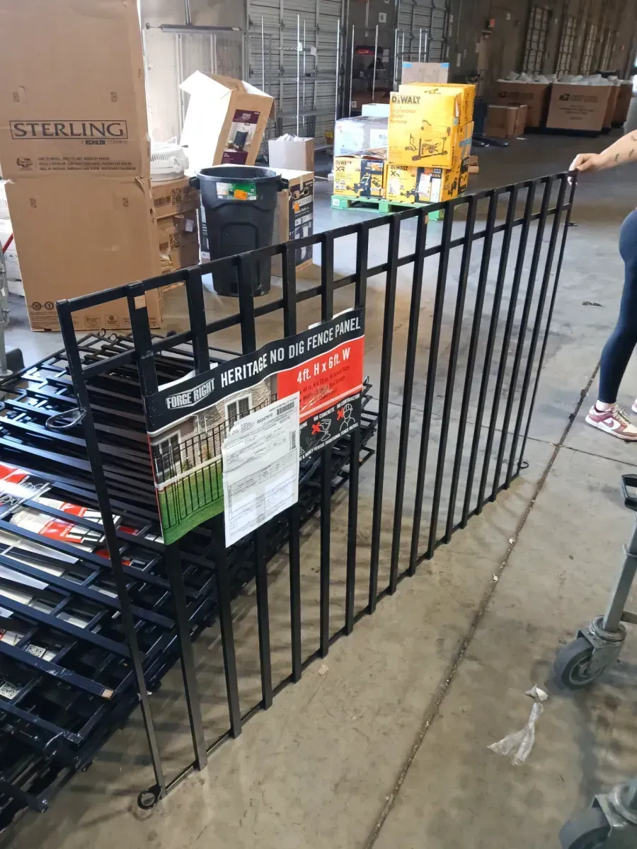 *** Pack of 13 ***  FORGERIGHT Heritage 46 in. H x 74 in W Steel Large No Dig Pre-Assembled Spaced Bar Flat Framed Metal Fence Panel - image 1