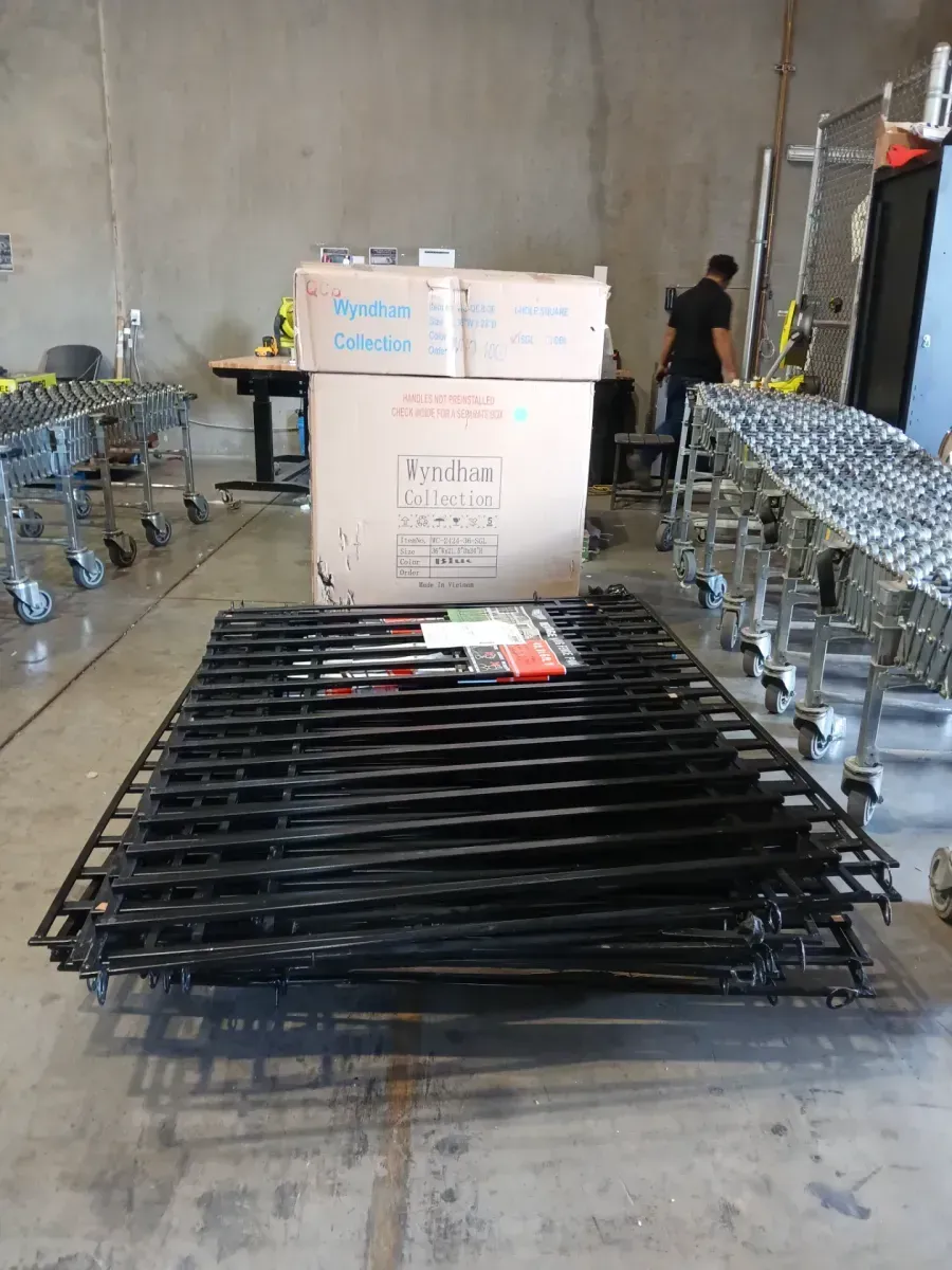 *** Pack of 13 ***  FORGERIGHT Heritage 46 in. H x 74 in W Steel Large No Dig Pre-Assembled Spaced Bar Flat Framed Metal Fence Panel - image 2