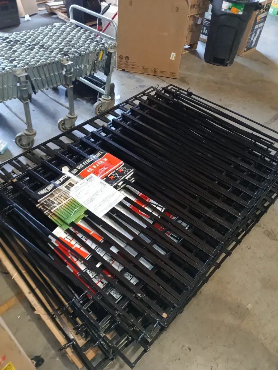 *** Pack of 13 ***  FORGERIGHT Heritage 46 in. H x 74 in W Steel Large No Dig Pre-Assembled Spaced Bar Flat Framed Metal Fence Panel - image 3