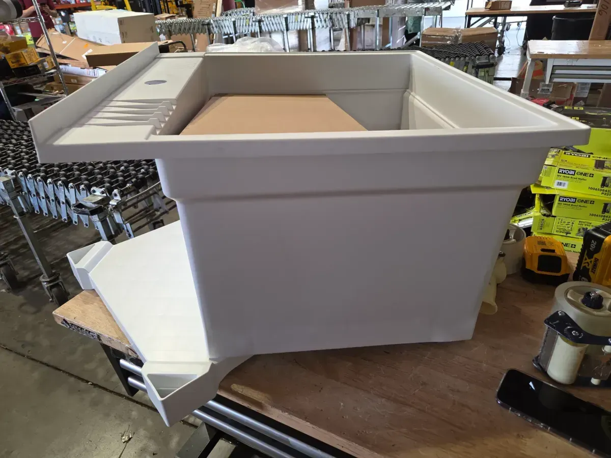 24 in. W x 24 in. D x 35 in. H Freestanding Laundry/Utility Sink in White with Stainless Steel Pull-Out Faucet - image 4