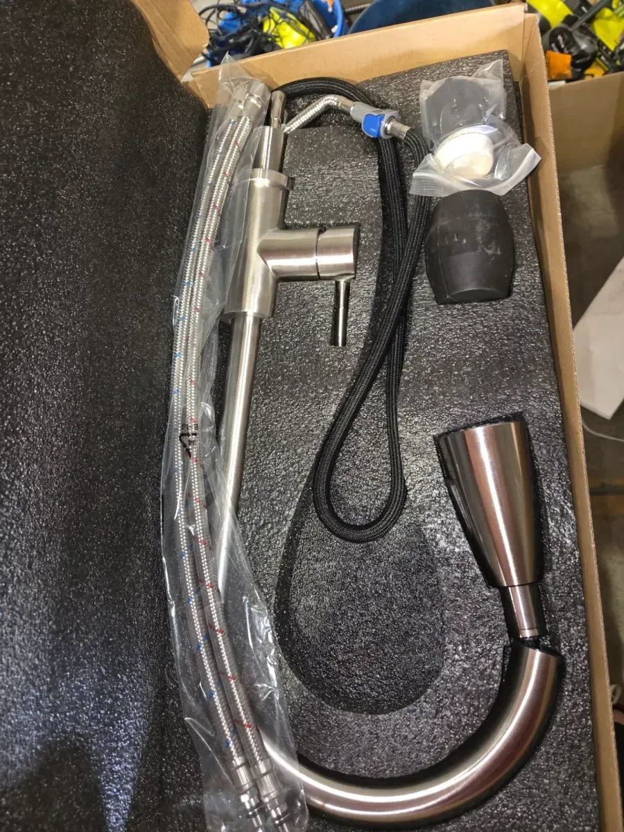 24 in. W x 24 in. D x 35 in. H Freestanding Laundry/Utility Sink in White with Stainless Steel Pull-Out Faucet - image 5