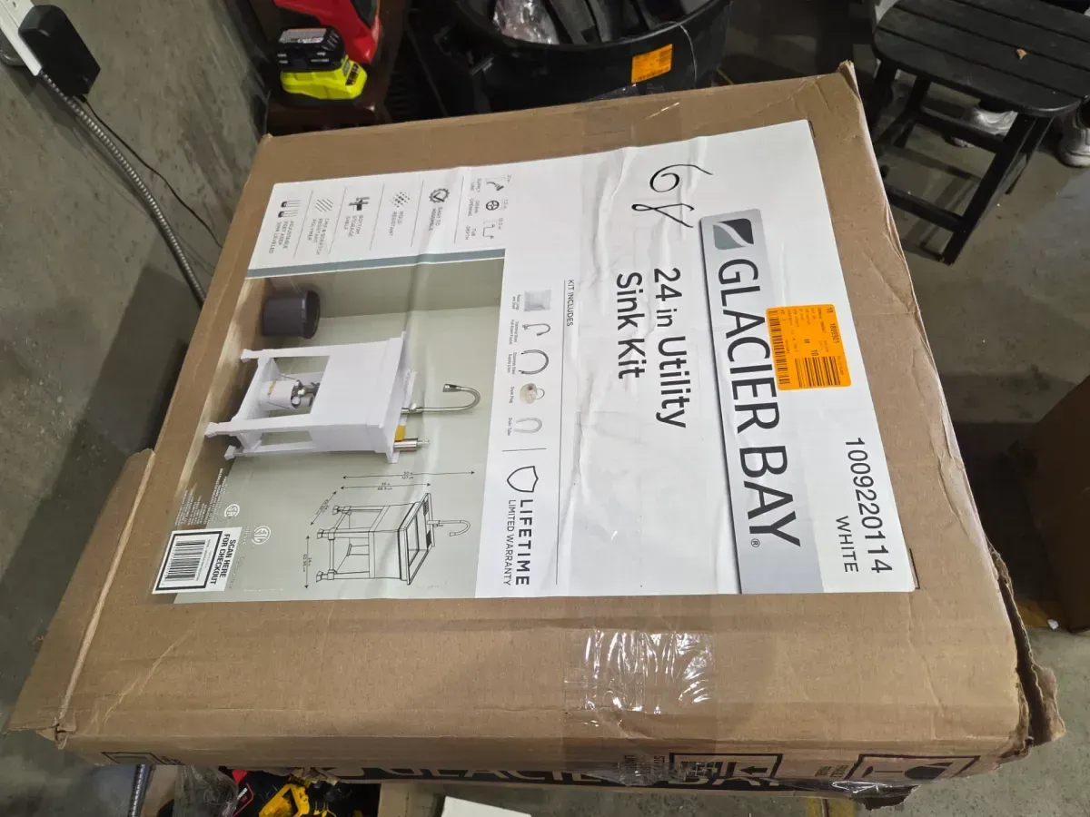 24 in. W x 24 in. D x 35 in. H Freestanding Laundry/Utility Sink in White with Stainless Steel Pull-Out Faucet - image 7