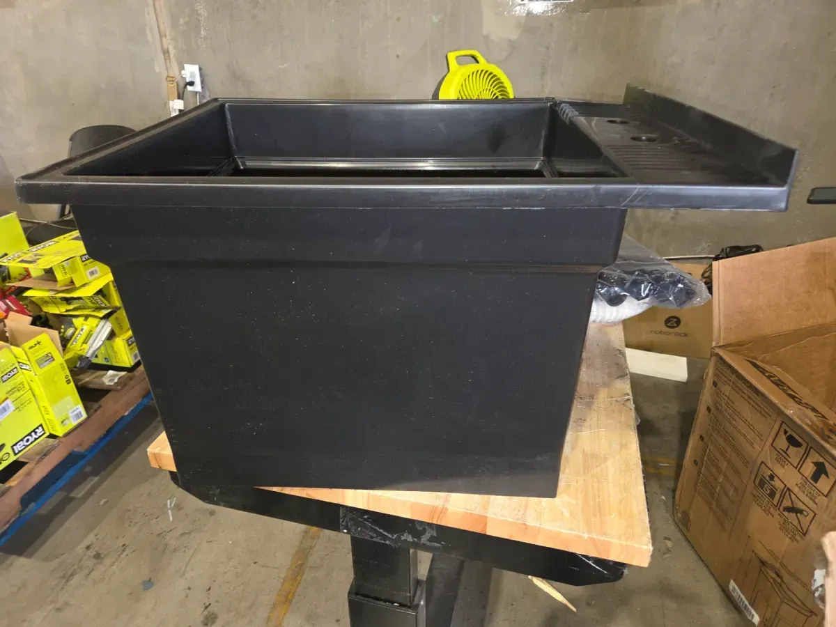 18 in. W x 24 in. D x 35 in. H Freestanding Laundry/Utility Sink in Black with Stainless Steel Swing Faucet - image 2