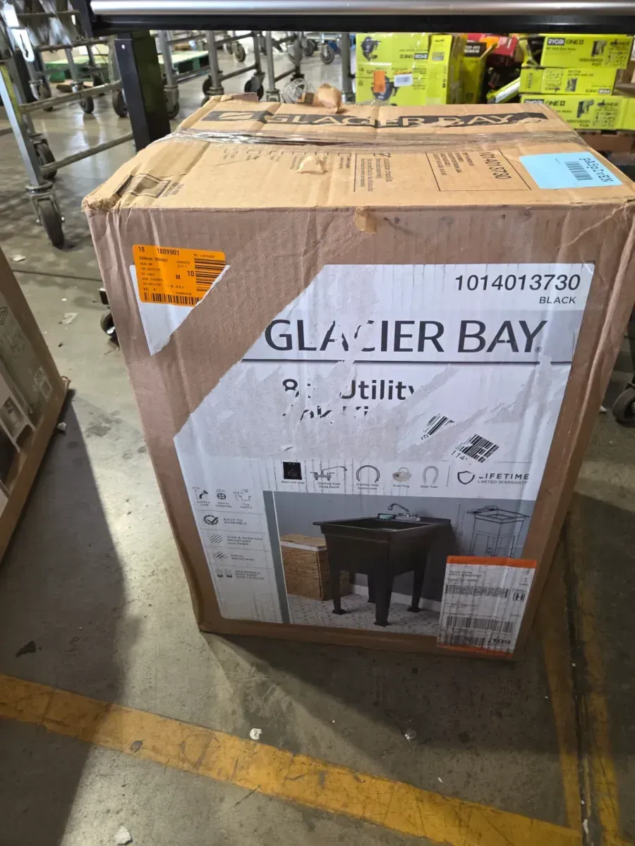 18 in. W x 24 in. D x 35 in. H Freestanding Laundry/Utility Sink in Black with Stainless Steel Swing Faucet - image 7