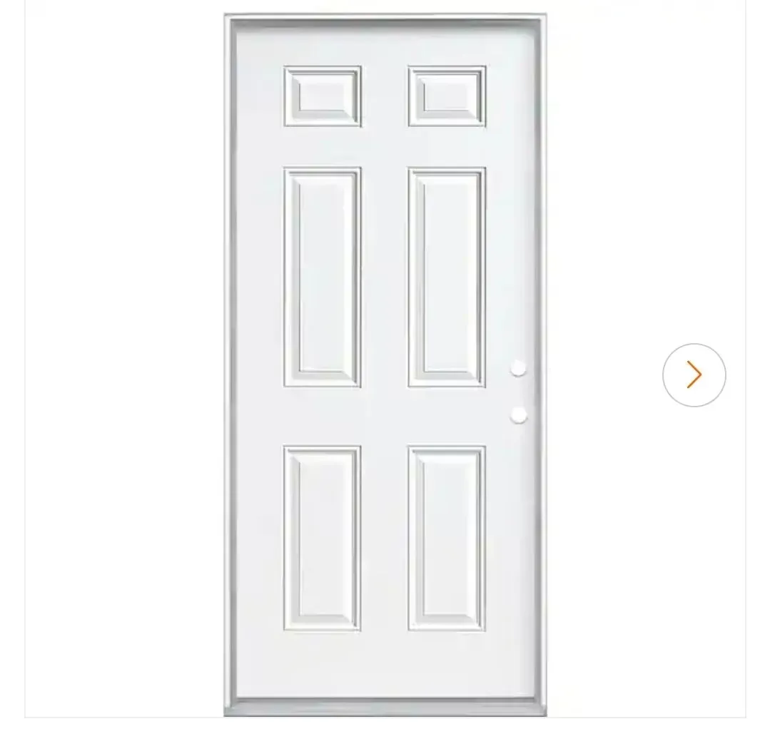 30 in. x 80 in. Fire-Rated Left Hand Inswing 6-Panel Primed Steel Fire Prehung Front Exterior Door with Wood Frame - image 1