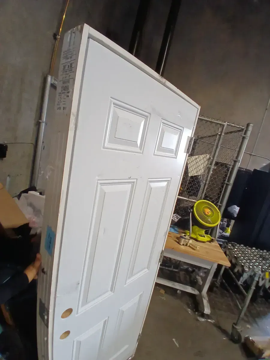 30 in. x 80 in. Fire-Rated Left Hand Inswing 6-Panel Primed Steel Fire Prehung Front Exterior Door with Wood Frame - image 5