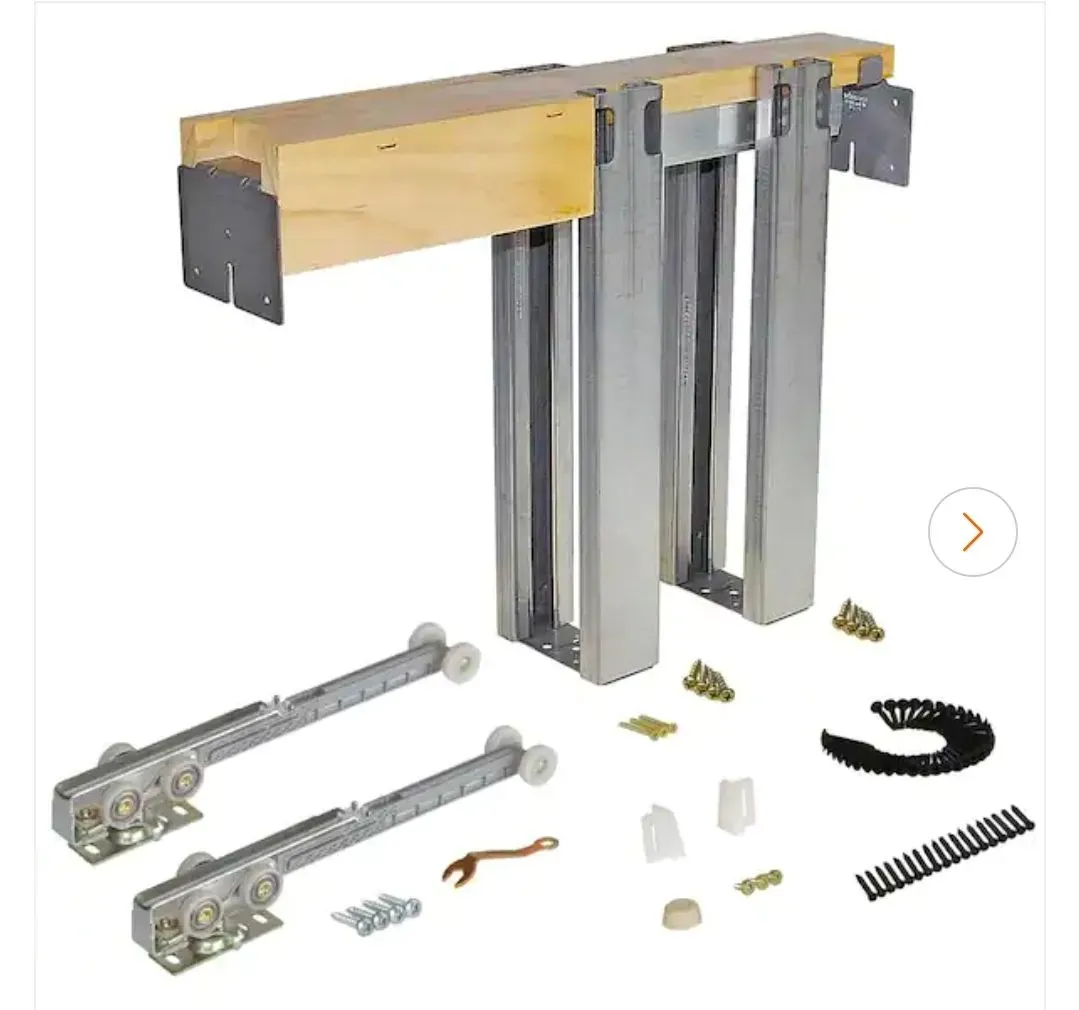 Soft Close and Open 1500 28 in. to 36 in. x 80 in. Steel Upright Universal Pocket Door Frame for 2 in. x 4 in. Stud Wall - image 1