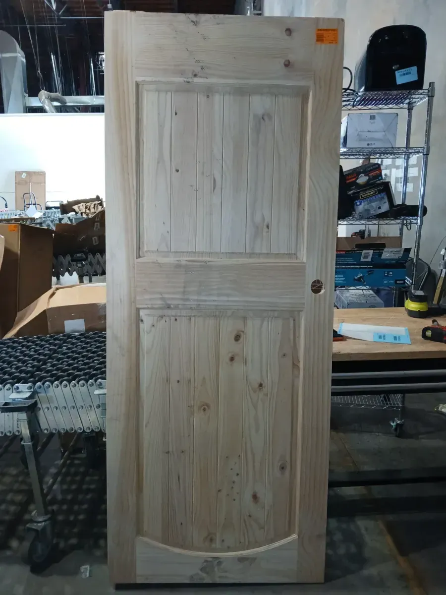 32 in. x 80 in. 6 Panel Left-Handed Primed Composite Solid Core Single Prehung Interior Door 4-9/16 in. Flat Jamb - image 2