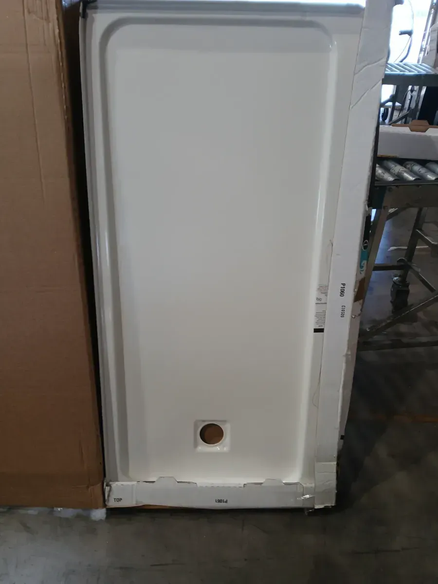 4 different style and size shower base 2 have minor dents and a Lttle crack  - image 2