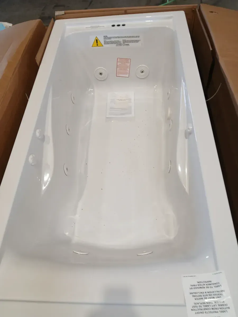 EverClean 72 in. x 36 in Acrylic Rectangular Drop-in Whirlpool Bathtub with Reversible Drain in White - image 3