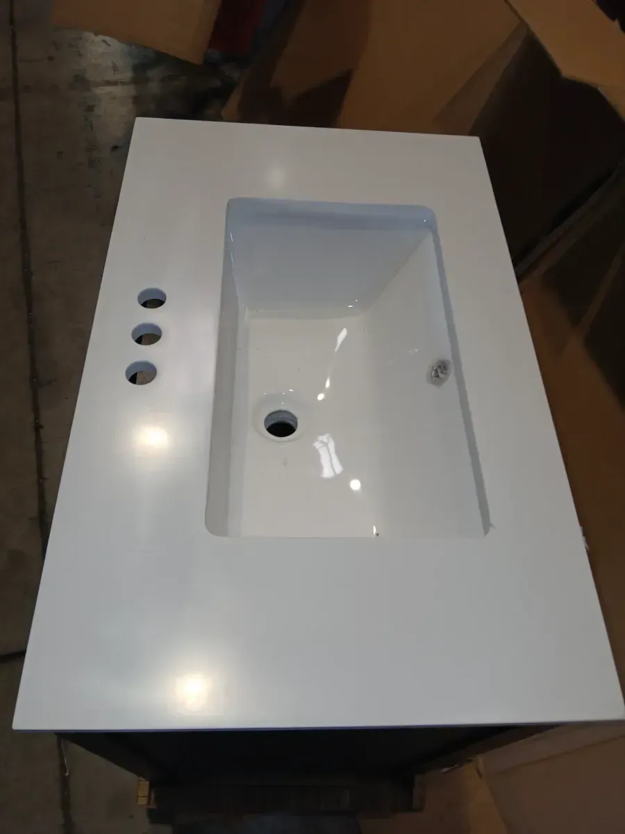 Beaufort 30 in. Single Sink Freestanding Black Bath Vanity with White Engineered Stone Top (Assembled) - image 5