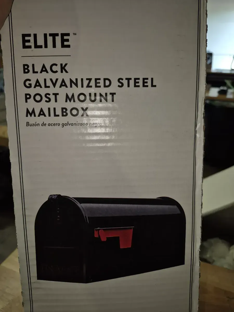 Elite Black Medium Steel Post Mount Mailbox, Aluminum Top Mount Post and 2 lb. PostFix Mix Combo - image 3