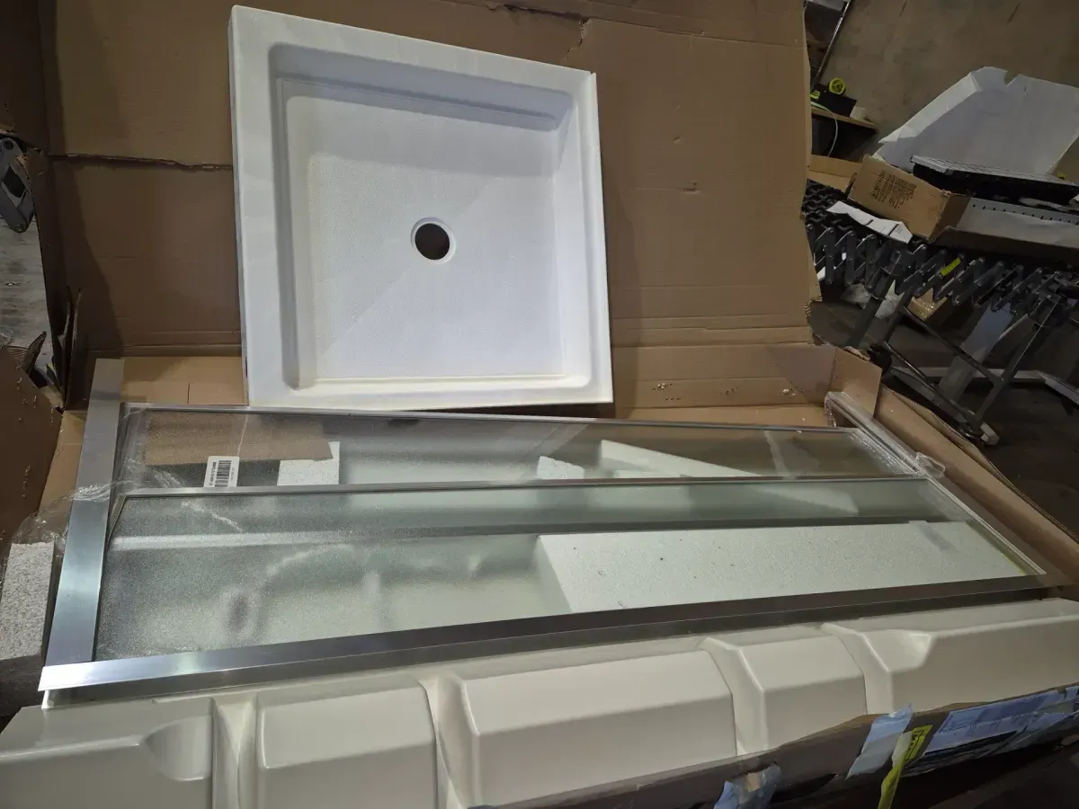 Mediterranean III 32 in. L x 32 in. W x 74 in. H Corner Shower Stall/Kit with Mistelite glass in Matte Black - image 3