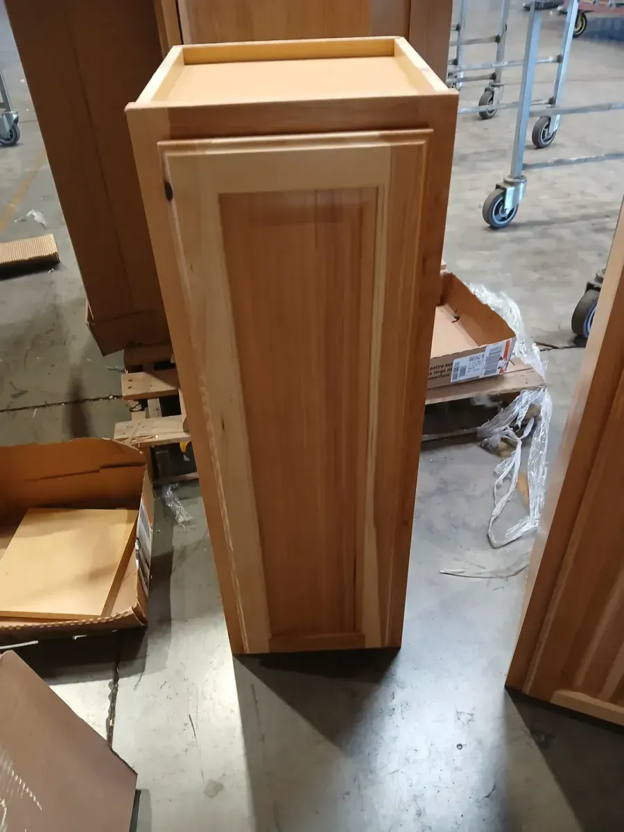 **one has a minor  dent **31 in. W x 24 in. D x 96 in. H Plywood Ready to Assemble Floor Base Double Oven Kitchen Cabinet in White with A Drawer - image 4