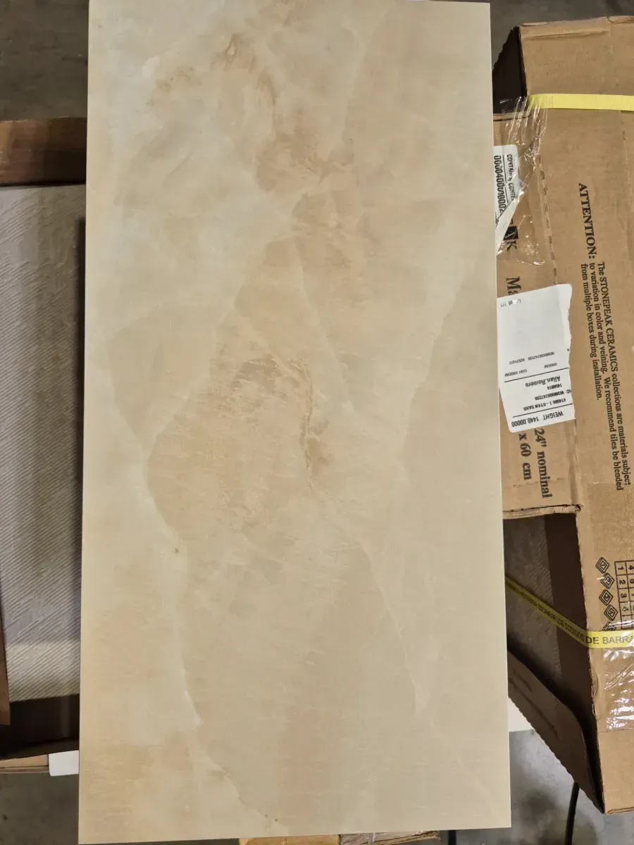 Pallet of 25 cases (387.5 sq. Ft. )Gemma 12 in. x 24 in. Honed Beige Onyx Porcelain Marble Look Tile (15.5 sq. ft. /case) - image 2