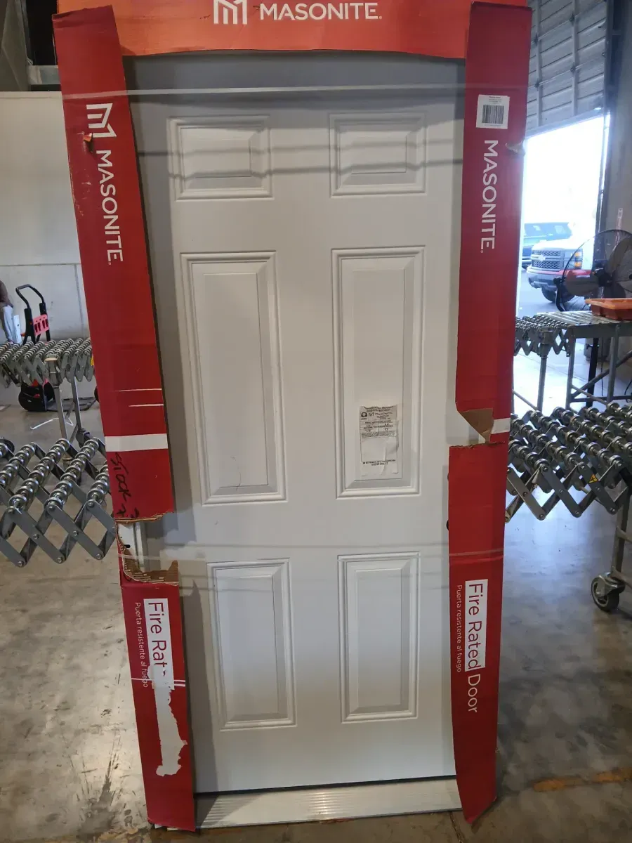 36 in. x 80 in. 6-Panel Primed Premium Steel Front Door Slab - image 6