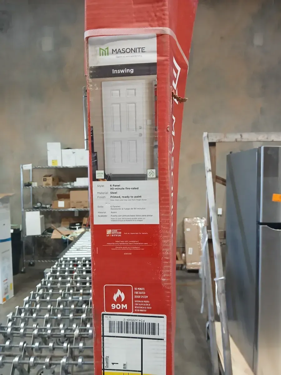 36 in. x 80 in. 6-Panel Primed Premium Steel Front Door Slab - image 7