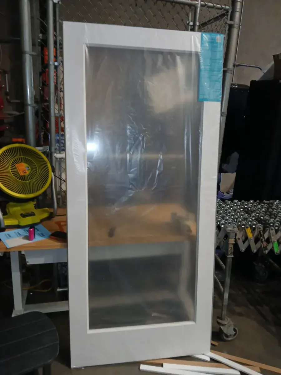 36 in. x 80 in. x 1-3/8 in. Clear Glass 1-Lite White Finished Solid Wood Core French Interior Door Slab - image 2