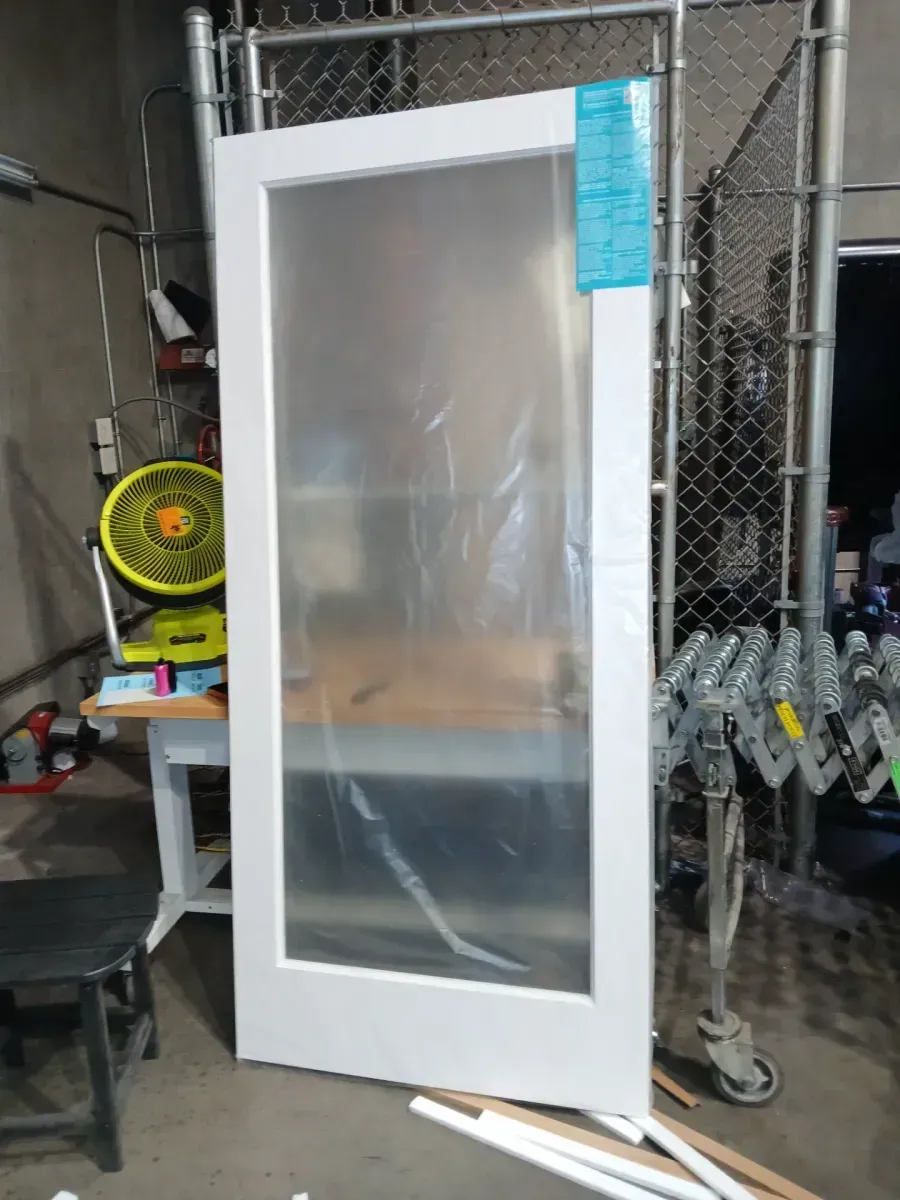 36 in. x 80 in. x 1-3/8 in. Clear Glass 1-Lite White Finished Solid Wood Core French Interior Door Slab - image 3