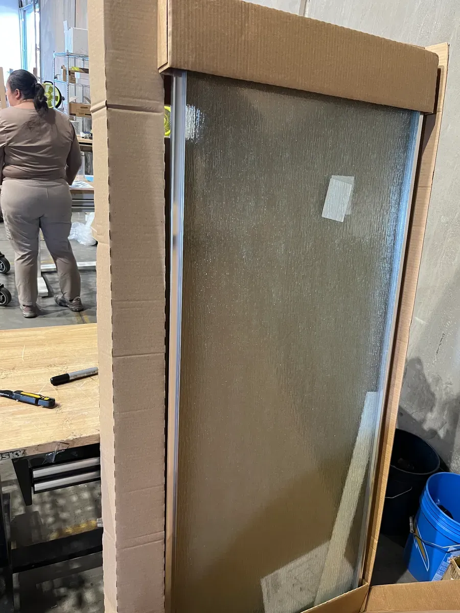 Deluxe 55-60 in. W x 70 in. H Framed Sliding Shower Door in Silver with 1/8 in. Thick Rain Glass - image 6