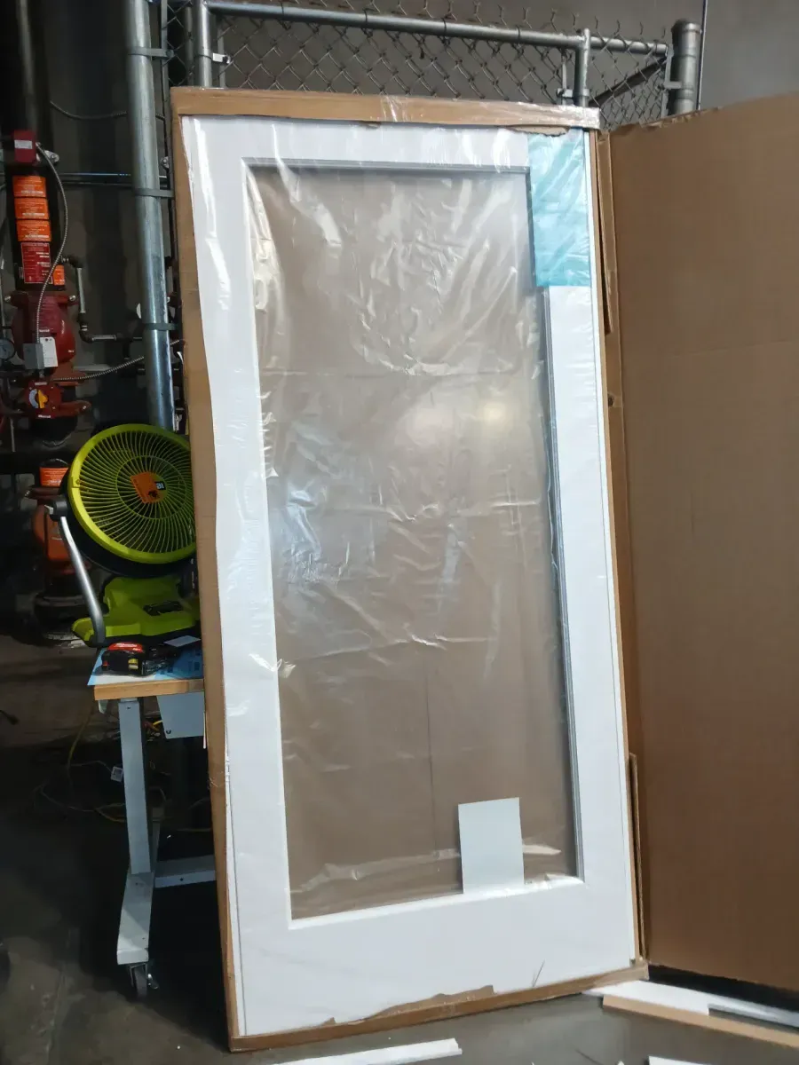 36 in. x 80 in. x 1-3/8 in. Clear Glass 1-Lite White Finished Solid Wood Core French Interior Door Slab - image 2