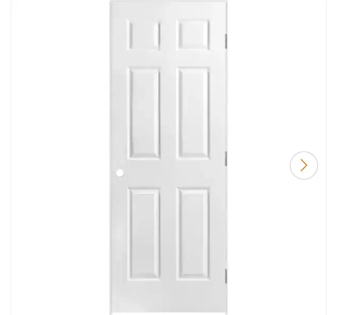 *** With frame *** Masonite 36 in. x 80 in. 6-Panel Left-Handed Primed Composite Hollow Core Single Prehung Interior Door 4-9/16 in. Flat Jamb - image 1
