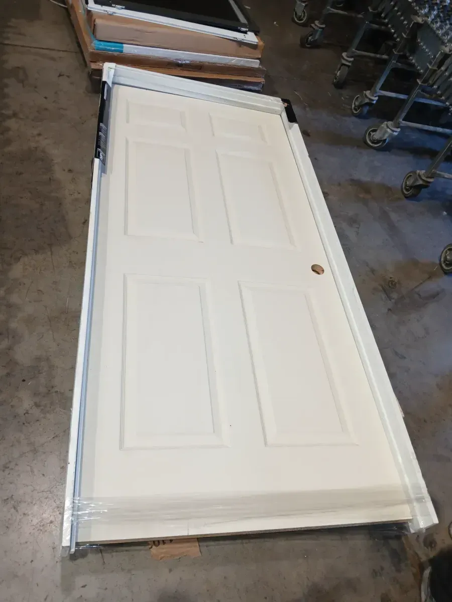 *** With frame *** Masonite 36 in. x 80 in. 6-Panel Left-Handed Primed Composite Hollow Core Single Prehung Interior Door 4-9/16 in. Flat Jamb - image 2