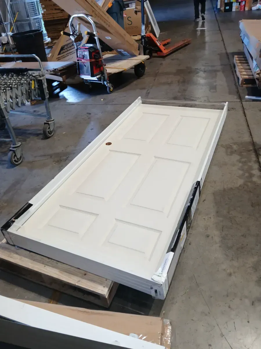 *** With frame *** Masonite 36 in. x 80 in. 6-Panel Left-Handed Primed Composite Hollow Core Single Prehung Interior Door 4-9/16 in. Flat Jamb - image 3