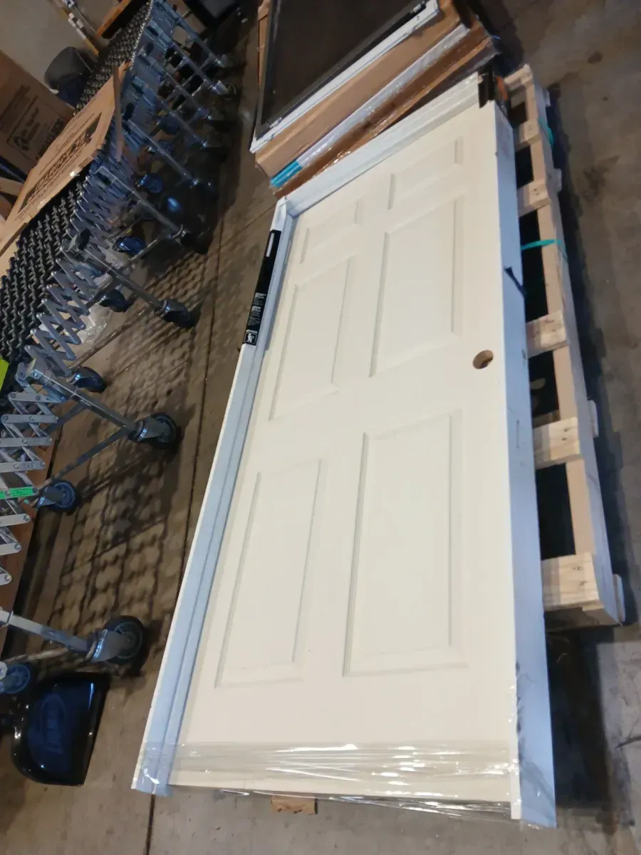 *** With frame *** Masonite 36 in. x 80 in. 6-Panel Left-Handed Primed Composite Hollow Core Single Prehung Interior Door 4-9/16 in. Flat Jamb - image 4