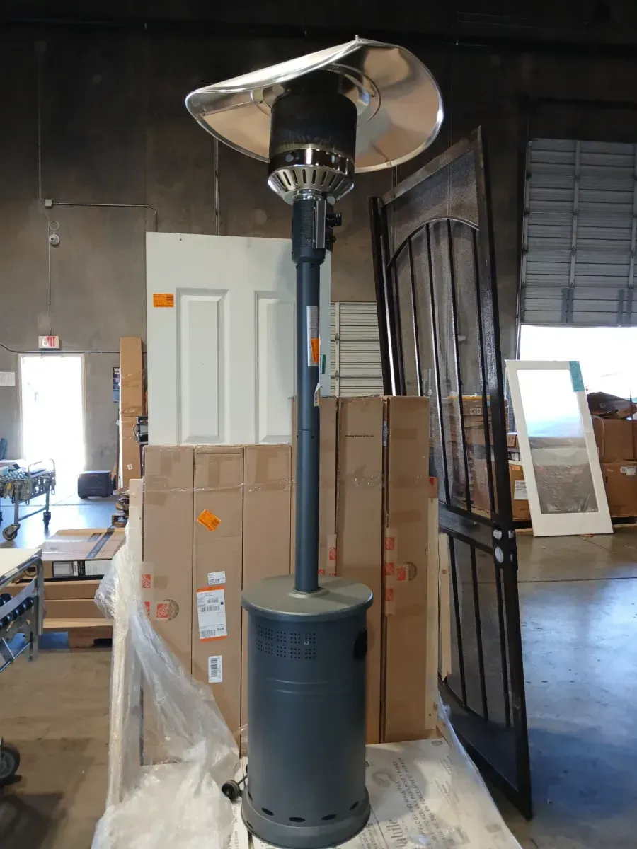 *** The plate is bent ***  Sundara 48,000 BTU Matte Grey Propane Standing Patio Heater with Wheels - image 2