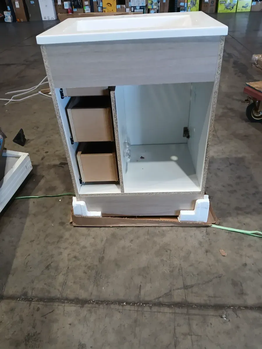 Lancaster 25 in. Single Sink Beige Oak Bath Vanity with White Cultured Marble Top (Assembled) - image 3