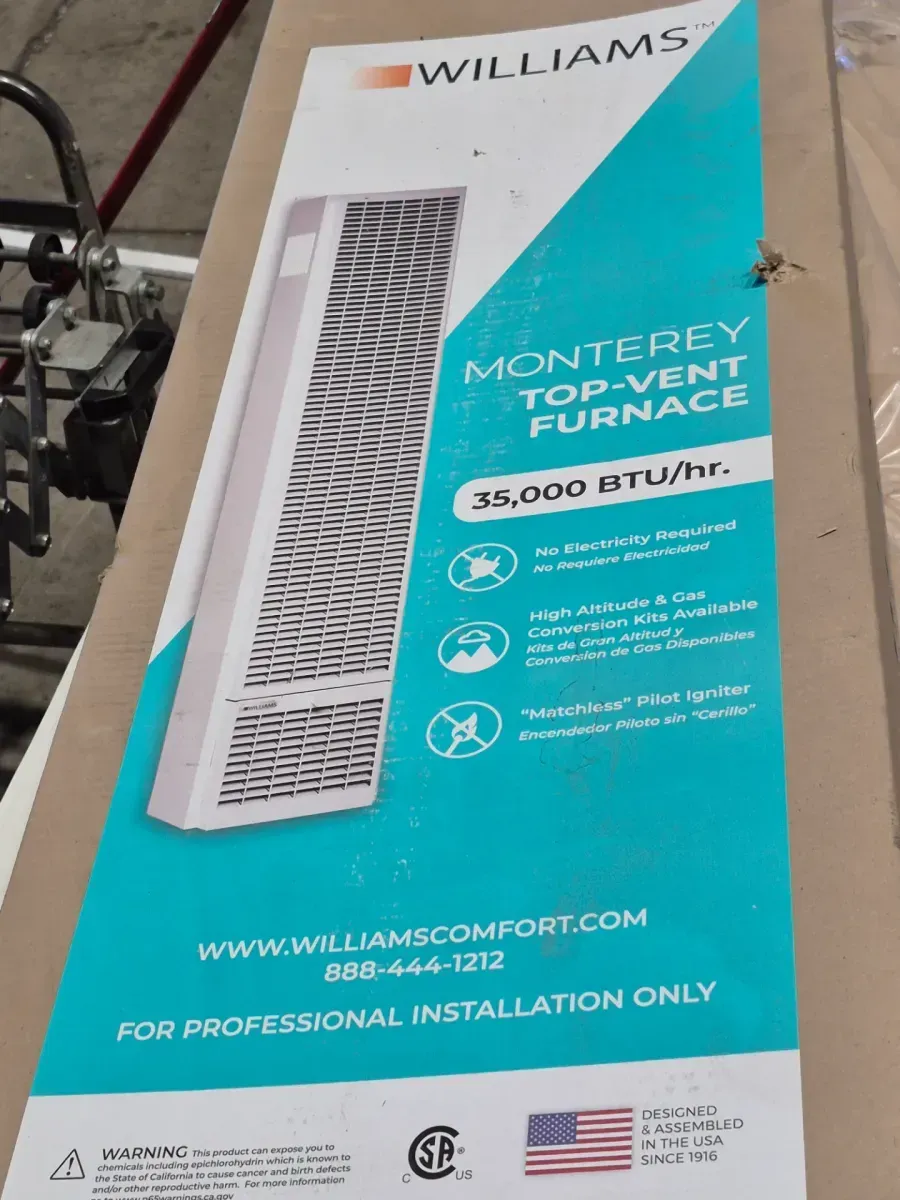 Monterey Top-Vent Wall Heater 35,000 BTUH, 66% AFUE, Natural Gas - image 2